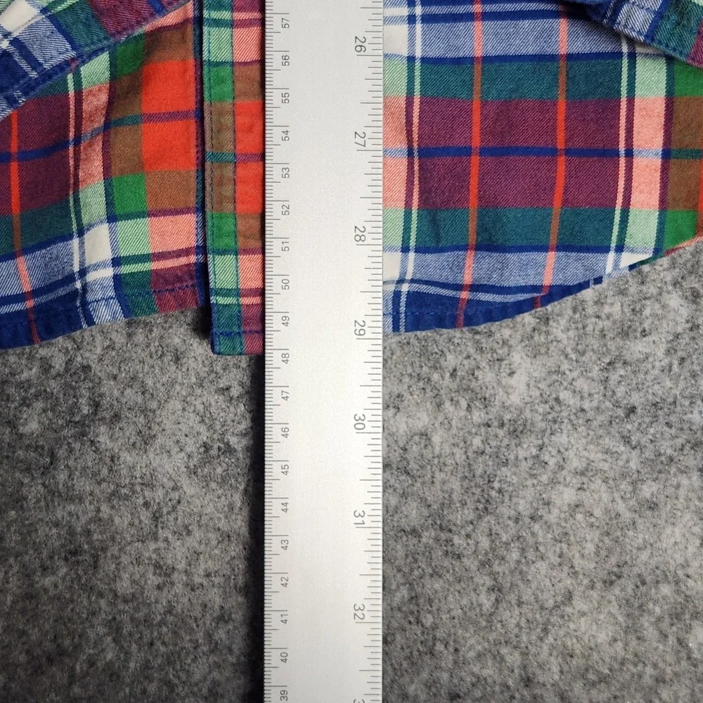 LL Bean Flannel Shirt Men L Multicolor Madras Plaid Long Sleeve Button Down‎